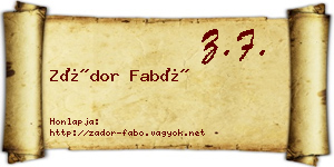 Zádor Fabó névjegykártya
